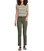 KUT from the Kloth Amy Denim Double Button Ankle Straight Leg Roll Up Cuff Jeans, Color:Tree - Image 3