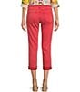 Color:Strawberry - Image 2 - Amy Straight Leg Rolled Up Fray Hem Cropped Jeans