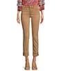 Color:Cappuccino - Image 1 - Amy Straight Leg Rolled Up Fray Hem Cropped Jeans