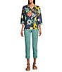 KUT from the Kloth Amy Straight Leg Rolled Up Fray Hem Cropped Jeans, Color:Sea Blue - Image 3