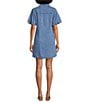 KUT from the Kloth Blanca Point Collar Short Sleeve Denim Dress, Color:Medium Wash - Image 2