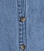KUT from the Kloth Blanca Point Collar Short Sleeve Denim Dress, Color:Medium Wash - Image 3