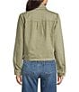 KUT from the Kloth Jocelyn Stretch Denim Point Collar Long Sleeve Trucker Jacket, Color:Sage Green - Image 2