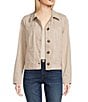 KUT from the Kloth Matilda Suede Point Collar Long Sleeve Trucker Jacket, Color:Stone - Image 1