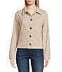 KUT from the Kloth Matilda Suede Point Collar Long Sleeve Trucker Jacket, Color:Stone - Image 2