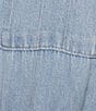 KUT from the Kloth Maxi Point Collar V-Neck Cap Sleeve Light Wash Tiered Denim Maxi Dress, Color:Light Wash - Image 3