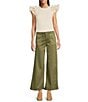 KUT from the Kloth Meg High Rise Wide Leg Inset Front Pocket Pants, Color:Basil - Image 3