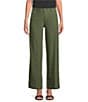 KUT from the Kloth Meg Linen Blend Wide Leg Pants, Color:Forest - Image 1
