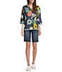 KUT from the Kloth Natalie Stretch Denim Mid Rise Bermuda Shorts, Color:Humility - Image 3