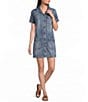 KUT from the Kloth Parker Denim Point Collar Short Sleeve Shift Dress - Image 1
