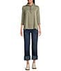 KUT from the Kloth Petite Size Fay High Rise Rolled Up Cuff Raw Hem Jeans, Color:Unequalled - Image 3