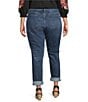 KUT from the Kloth Plus Size Catherine Mid-Rise Boyfriend Roll-Up Cuff Jeans, Color:Giving - Image 2