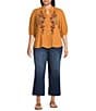KUT from the Kloth Plus Size Charlotte High Rise Fab At Fit Technique Culotte Crop Jeans, Color:Resolved with Dark Stone Base Wash - Image 3
