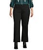 KUT from the Kloth Plus Size Meg High Rise Wide leg Raw Hem Jeans, Color:Black - Image 1