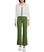 KUT from the Kloth Rumi Stretch Twill Point Collar Long Sleeve Cropped Jacket, Color:White - Image 3
