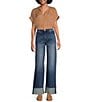 KUT from the Kloth Sienna High Rise Wide Leg Roll-Up Hem Jeans, Color:Alert - Image 3