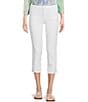 Color:Optic White - Image 1 - Stretch Denim High Rise Cropped Straight Leg Jeans