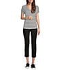 KUT from the Kloth Stretch Denim High Rise Cropped Straight Leg Jeans, Color:Black - Image 3