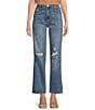 Color:Formed With Medium Wash - Image 1 - Stretch Denim High Rise Wide Leg Jeans