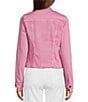 Color:Lavender - Image 2 - Stretch Denim Point Collar Long Sleeve Jacket