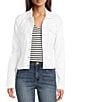 KUT from the Kloth Stretch Denim Point Collar Long Sleeve Jacket, Color:Optic White - Image 4