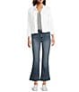 KUT from the Kloth Stretch Denim Point Collar Long Sleeve Jacket, Color:Optic White - Image 3