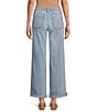 Color:Check With Light - Image 2 - Stretch Mid Rise Wide Leg Roll Cuff Jean