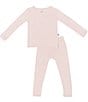 Kyte BABY Little Kids Bamboo Long Sleeve Top & Pajama Pants Set, Color:Blush - Image 1