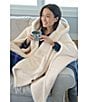 L.L.Bean L.L. Bean Cozy Plush Patch Pocketed Wearable Throw, Color:Cream - Image 6