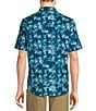Color:Soft Blue Fish Print - Image 2 - L.L. Bean Short Sleeve Tropic Wear Print Shirt