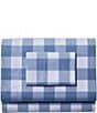 Color:White/Mid-Blue - Image 1 - 280-Thread Count Checkered Pima Cotton Percale Sheet Set