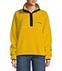 L.L.Bean Bean's Classic Fleece Stand Collar Long Sleeve Stretch Binding Side Pocket Snap Placket Pullover, Color:Field Gold - Image 1