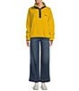 L.L.Bean Bean's Classic Fleece Stand Collar Long Sleeve Stretch Binding Side Pocket Snap Placket Pullover, Color:Field Gold - Image 3