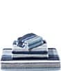 Color:Rustic Blue - Image 1 - Bean's Striped Organic Cotton Bath Towel