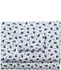 Color:White - Image 1 - Blueberry Printed Cotton Percale Sheet Set