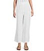 L.L.Bean Cloud Gauze Elastic Band Wide Leg Pants, Color:White - Image 1