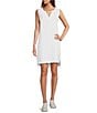 L.L.Bean Cloud Gauze Split V Neckline Sleeveless Cover-Up Dress, Color:White - Image 1