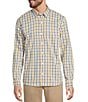 L.L.Bean Comfort Stretch Performance Long Sleeve Woven Shirt, Color:Warm Gold/Deep Blue - Image 1
