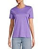 Color:Dusty Purple - Image 1 - Crew Neck Short Sleeve Tee Shirt