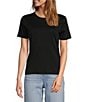 Color:Black - Image 1 - Crew Neck Short Sleeve Tee Shirt