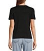 Color:Black - Image 2 - Crew Neck Short Sleeve Tee Shirt