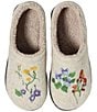 Color:Paper White Floral - Image 1 - Daybreak Scuff Floral Motif Wool Clog Slippers