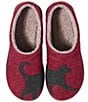 Color:Deepest Red/Charcoal Cat - Image 1 - Daybreak Scuff Motif 2 Cat Slippers