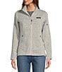 Color:Pewter - Image 4 - Fleece Knit Stand Collar Long Sleeve Full Zip Sweater Jacket
