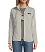 Color:Pewter - Image 1 - Fleece Knit Stand Collar Long Sleeve Full Zip Sweater Jacket