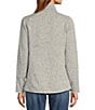 Color:Pewter - Image 2 - Fleece Knit Stand Collar Long Sleeve Full Zip Sweater Jacket