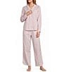 L.L.Bean Gingham Printed Poplin Long Sleeve Notch Collar Pajama Set - Image 1