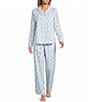 L.L.Bean Holiday Pine Printed Poplin Long Sleeve Notch Collar Pajama Set - Image 1