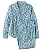 L.L.Bean Holiday Pine Printed Poplin Long Sleeve Notch Collar Pajama Set - Image 4