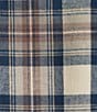 Color:Indigo Tartan - Image 4 - Indigo Tartan Scotch Plaid Flannel Point Collar Long Sleeve Relaxed Fit Button Front Shirt